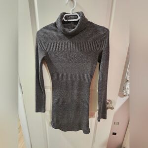 Gray Turtleneck Sweater Dress